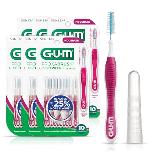 GUM Proxabrush Go-Betweens - Moderate - Interdental Brushes - Soft Bristled Dental Picks for Plaque...