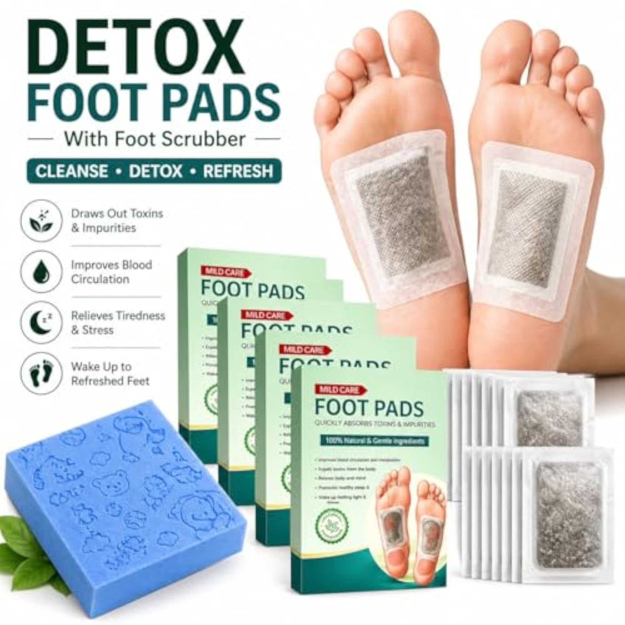 Foot Pads (Pack of 100) with Foot Scrubber