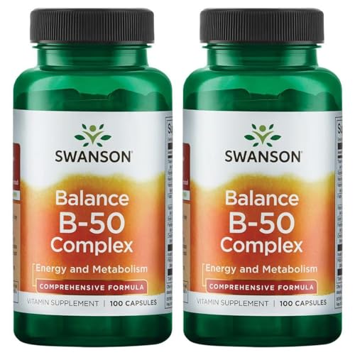 Swanson Balance B-50 High-Potency B Vitamin Complex for Busy Adults Seeking Immune, Heart, and Nervous System Support (100 Capsules)