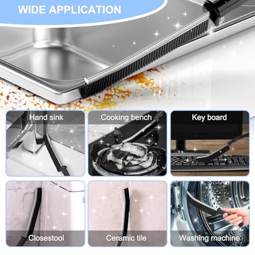 Image of 8 Pack Hard Bristle Crevice Cleaning Brush, Gap Cleaner, Toilet Brush, Grout Cleaner, Kitchen, Bathroom, Car Windshield, Black