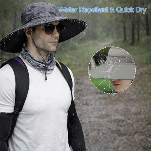 Image of Wide Brim Sun Hat for Men Women UV Protection Ventilated Summer Hats for Fishing Hiking Garden Beach