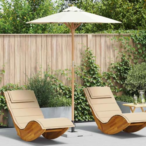 Sombrilla de jardín color blanco crema de 270 x 260 cm de diámetro, marco de bambú resistente, protección UV, impermeable, resistente a la intemperie, parasol para terraza para exteriores, patio