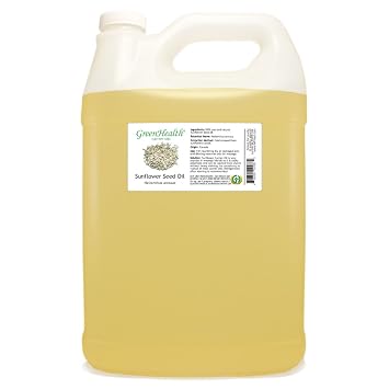 Sunflower Seed Oil 1 Gallon 128 fl oz | 100% Pure Cold-Pressed Carrier Oil in Clear Plastic Bottle | Ideal for DIY Skincare, Hair Oil, Massage & Aromatherapy