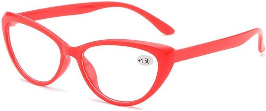 Cateye Reading Glasses, Anti Blue Light Blocking, Optical Resin, Women Stylish, (Color : Red, Size : 1.0)