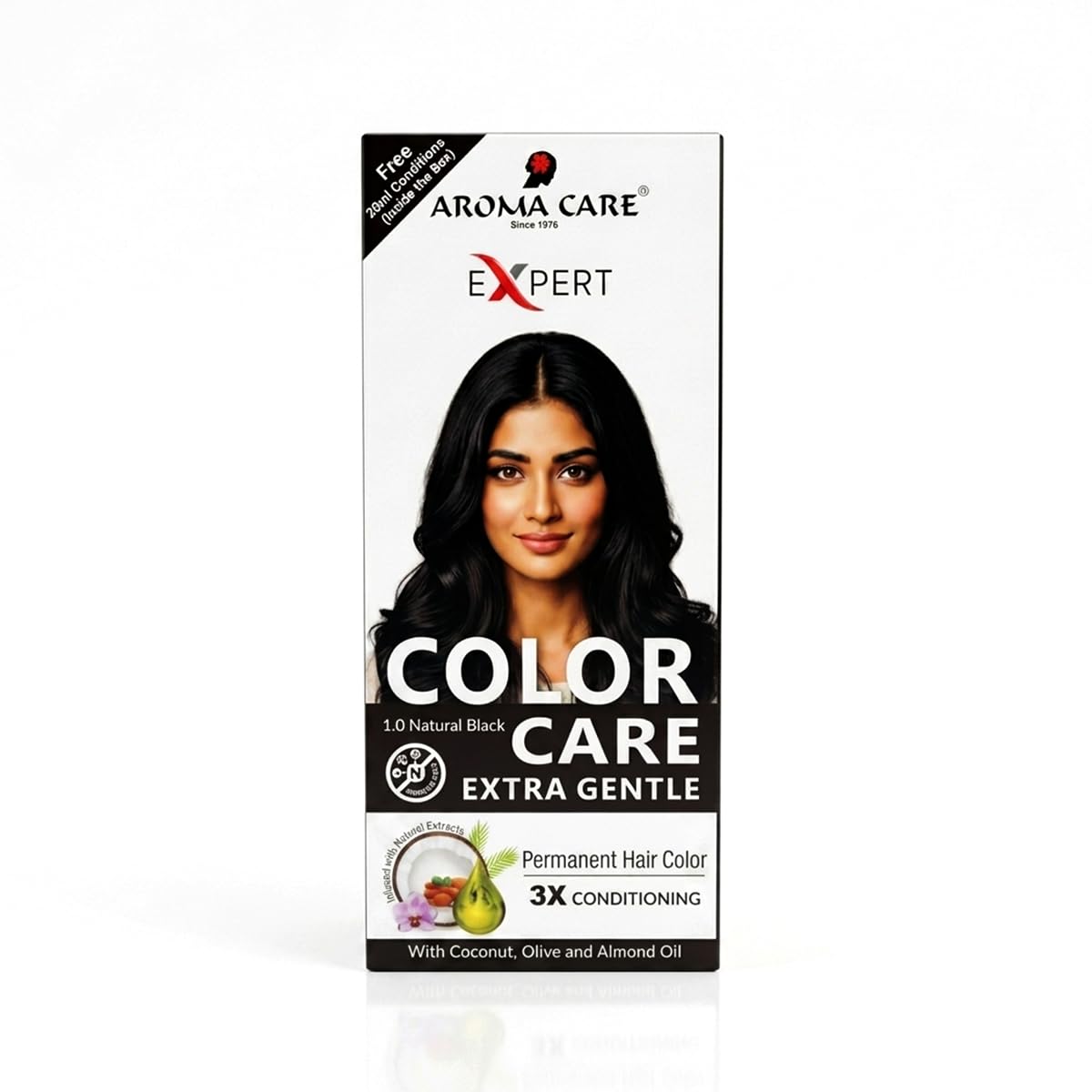 Aroma Care Expert Color Care Extra Gentle Ammonia-Free Hair Dye Cream 1.0 Natural Black 50ml with Grey Coverage-picture-37