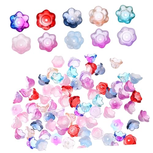 DIYEAH 100 Piezas Abalorios de Vidrio Forma de Flor Separadores Decorativos para...