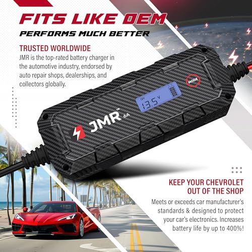 JMR Battery Charger for Chevrolet Corvette Camaro Silverado Traverse Colorado Equinox Blazer Malibu Trax Spark All Models Trickle Charger Conditioner Maintainer (No Lithium Mode)