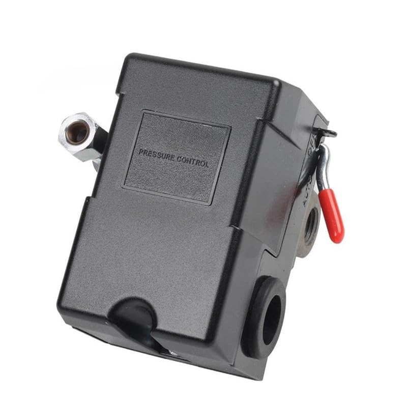 Sears Craftsman CAC-4221-1 Black Pressure Switch, Push Button, Lever Actuator, Manual Operation, 20 Amps, 95-125 PSI, Single Port, NPT Connector