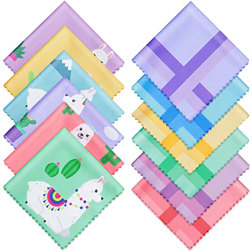 18 Pieces Cute Llama Alpaca Design Microfiber Glasses Cleaning Cloth Cactus Multicolor Eyeglasses Sunglasses Lens Cleaner Cloth Soft Cell Phone Wiper Glasses Reusable Fiesta Mexican Cloth Wipes