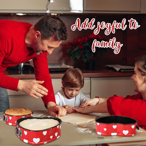 LemonRoad 3 Pcs Valentines Heart Springform Cake Pan 5, 6, 7 Inches Heart Shaped Cheesecake Pan with Removable Bottom Nonstick Cake Baking Mold Carbon Steel Bakeware Accessory - Thumbnail 5