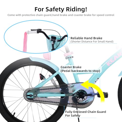 Image of KEANO Zinnia 14 16 20 Inch Kids Bike for Girls Ages 3-10 Years, Girls' Bikes with Training Wheels, Streamers, Basket and Doll Seat, Children Bicycles