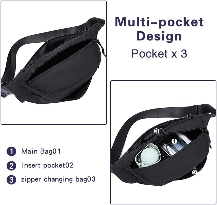 Large Capacity Nylon Women Sling Bags Girl Fanny Pack Crossbody Bag Men Shoulder Bag Unisex Classic Waist Packs Purse Hiking Chest Bag, Easy Carry Any Phone,Wallet - Image 5