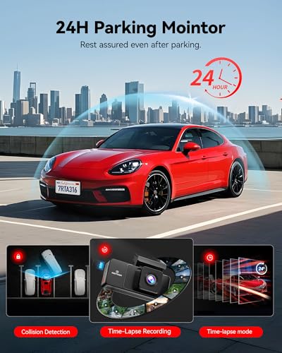 Image of REDTIGER A3 3 Channel Dash Cam Front and Rear Inside, 2.5K + 1080P + 1080P Dash Camera for Cars with WiFi, IR Night View, 3.18 inch Screen, Parking Mode, Loop Recording, 32GB Card Included, Support 256GB