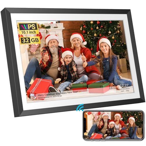 Image of 32GB 10.1 Inch WiFi Digital Picture Frame with 1280x800 HD IPS Touch Screen, Send Photo or Videos via App or Email,Support USB Drive /SD Card Extend Storage,Auto-Rotate,Wall Mountable