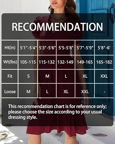 Image of Womens 2025 Summer Dress V Neck Puff Short Sleeve Tiered Dress Elastic High Waist Flowy Vacation Midi Dresses