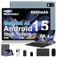 2026 ultimo Tablet 10 Pollici Android 15 Con 5G WiFi Octa-Core 2.0GHz, Gemini AI tablets, 30GB RAM+128GB ROM, 8000mAh, GPS, OTG, Widevine L1 - tablet in offerta con Tastiera, Mouse, Custodia - Grigio