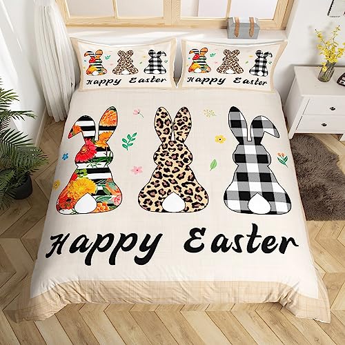 Parure de lit Pâques super king size avec housse de couette lapin et 2 taies d'oreiller - 2