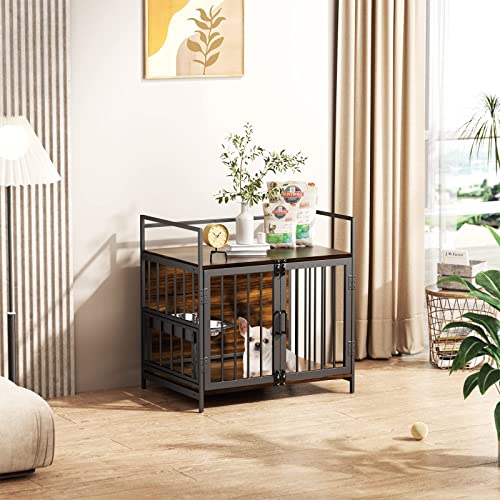 Roomtec Dog Crate Furniture-Style Cages For Small Dogs Indoor Heavy Duty Super Sturdy Dog Kennels With 2 Stainless Steel Bowls (32Inch = Int.dims: 30.7" W X 20" D X 20" H) #TOP6
