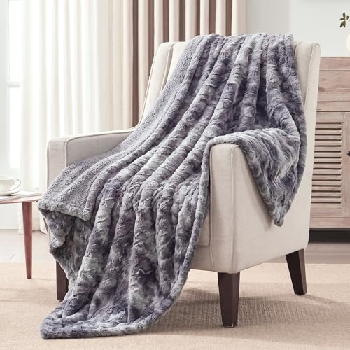 Image of Westinghouse Electric Heated Throw Blanket, Faux Fur with 6 Heating Levels & Auto Off, Soft Cozy Sherpa Washable Blanket (50 inch x 60 inch, Grey)
