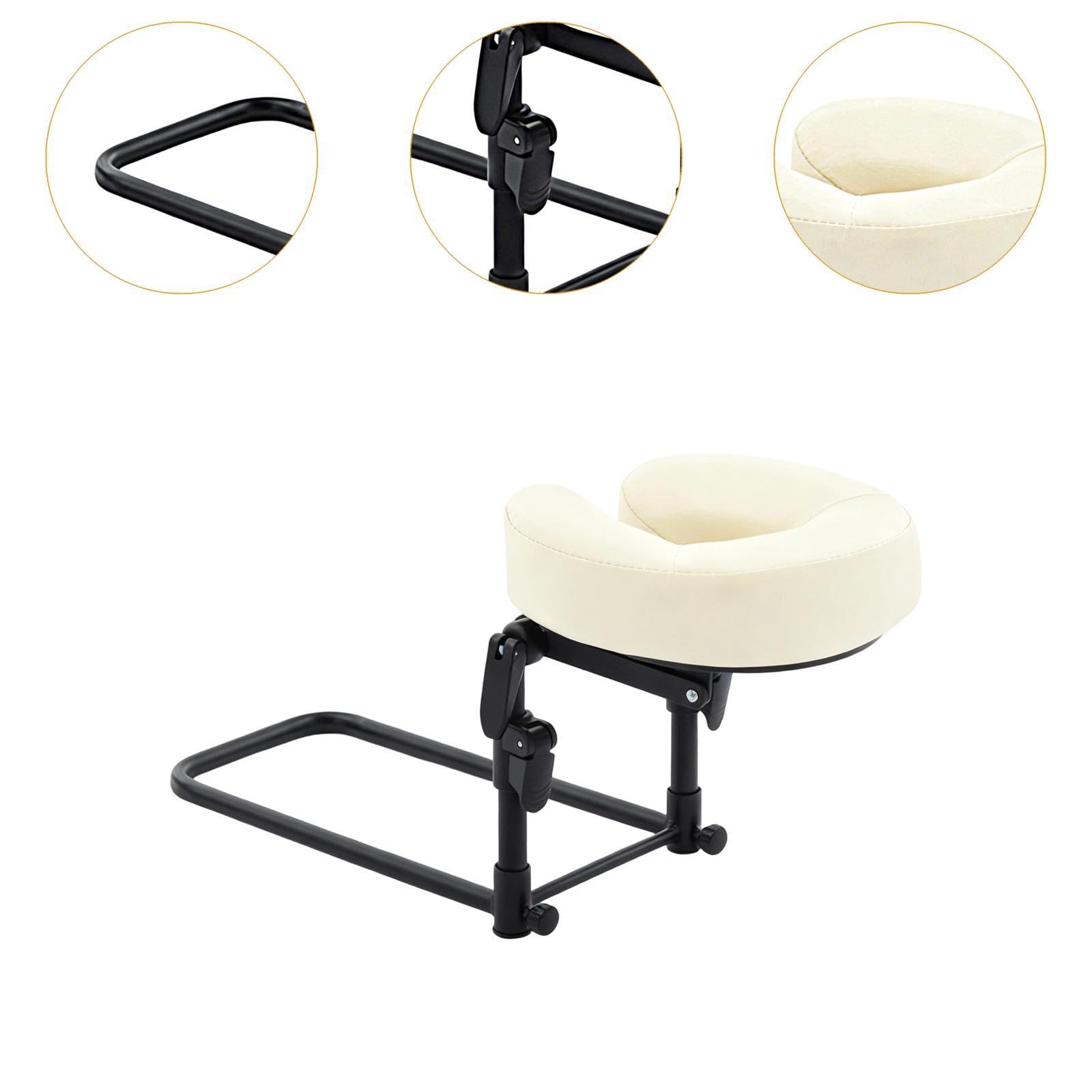 Almohada Facial Ergonómica para Masaje Kit de Soporte para Cabeza Cojín de Apoyo Ajustable Reposacabezas de Colchón Hecha de Cuero PU y Esponja, Beige Blanco, tal como se describe