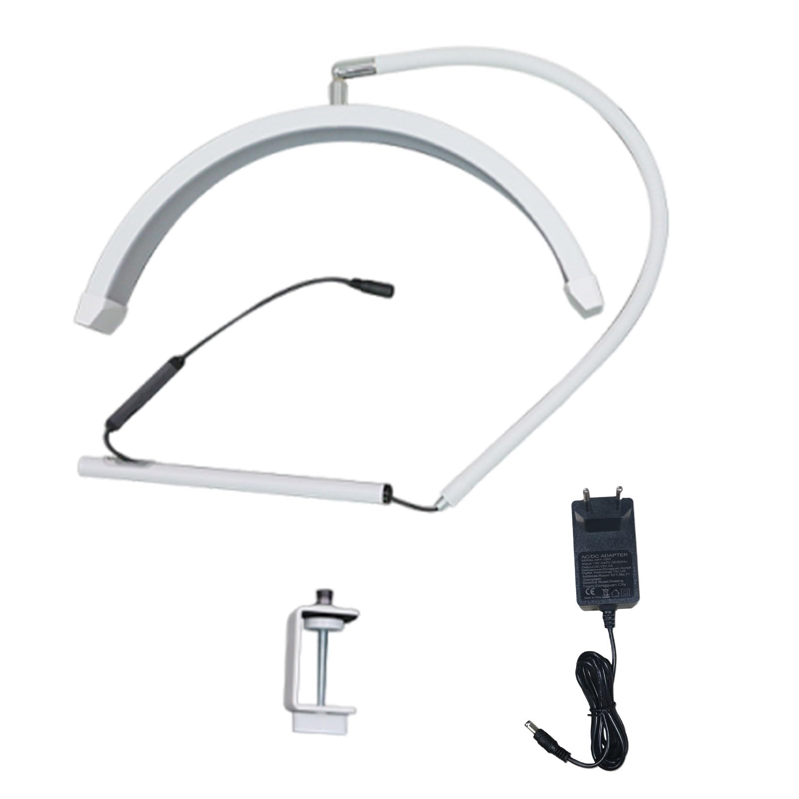 Andoer Lampada di bellezza a LED a mezzaluna da 16 pollici con morsetto da scrivania, luce di riempimento per unghie/ciglia da 20 W, tubo flessibile (#3)