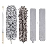 Microfiber Duster Cleaning Kit with 100 Inch Telescoping Extension Pole, Reusable Bendable Dusters, Washable Dusters for Cleaning Ceilings Fans…