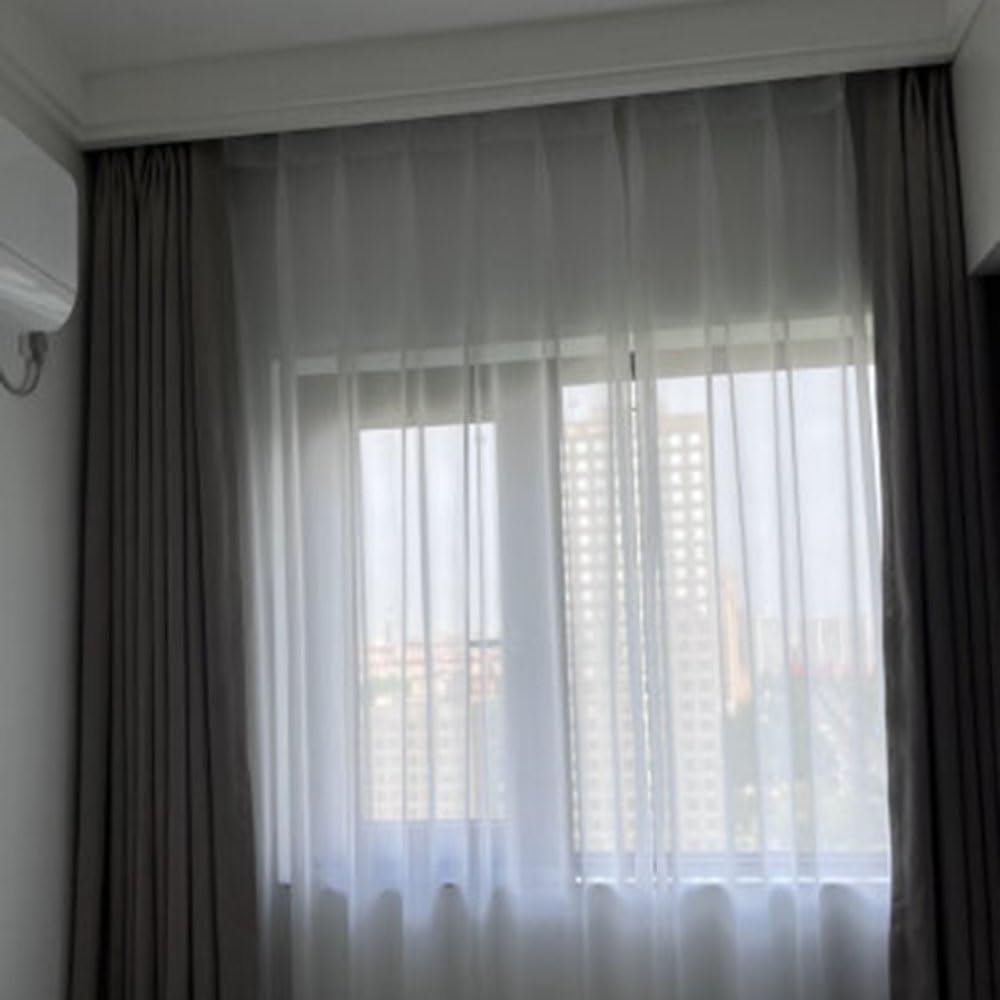 Rail à Rideau en Aluminium 70 cm-600 cm, Rail à Rideau Robuste monté au Plafond, système de Rail à Rideau Siamois pour séparateur de pièce, Tringle à Rideau en Aluminium (110 cm)