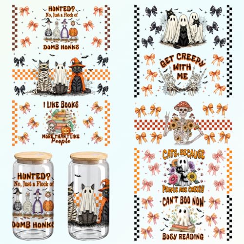 Enveloppe UV DTF Halloween pour tasse, 8 autocollants