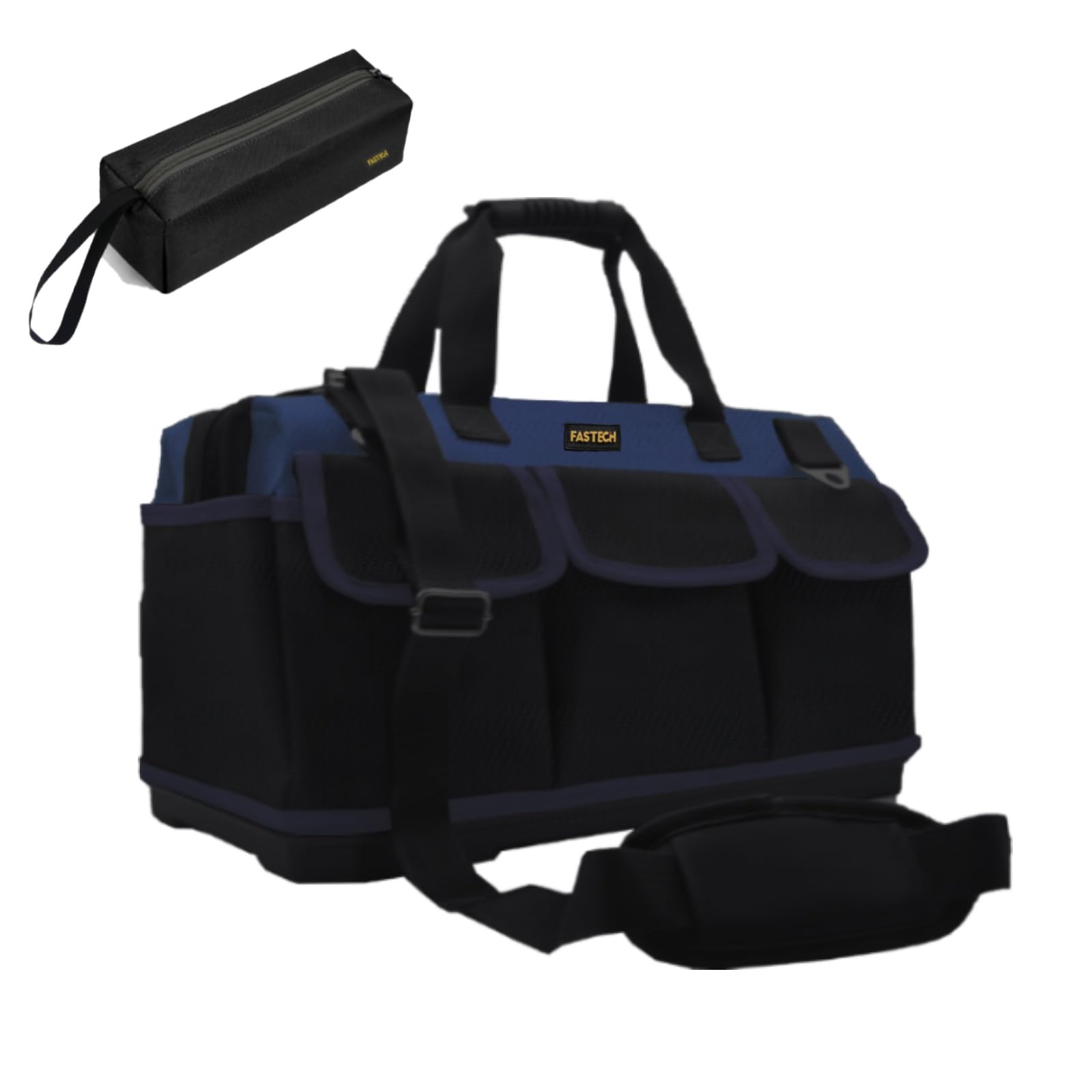 FASTECH22in Heavy Duty Bottom Tool Carrier, Wide Mouth Storage Bag with Inside Pockets