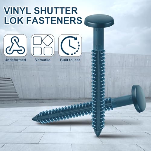 Image of Blulu 36 Pcs 3 Inch Vinyl Shutter Fastener Window Panel Peg Lok Pin Pegs Screws Shutter Spikes Anchor (Bedford Blue)