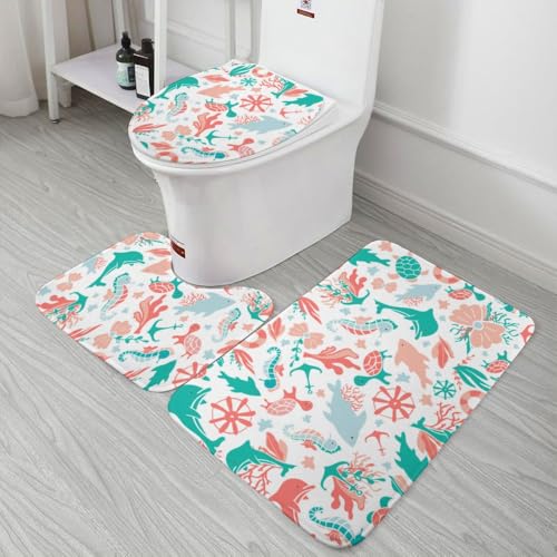 IZOTUSXI Bathroom Rugs Sets 3 Piece, Artistic Abstract Design Toilet Seat Covers, Washable Bath Mats Set, Modern Bathroom Decor for Stylish Homes - Image 4
