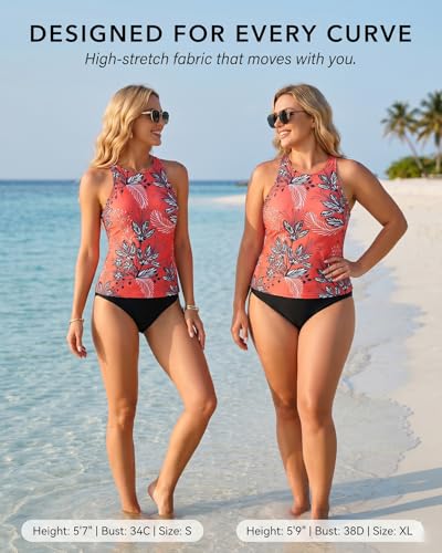 Image of Holipick Tankini Swimsuits for Women Two Piece High Neck Bathing Suit