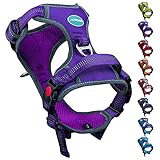 ThinkPet No Pull Harness Breathable Sport Harness with Handle-Dog Harnesses Reflective Adjustable for Medium Large Dogs,Back/Front Clip for Easy Control M Purple