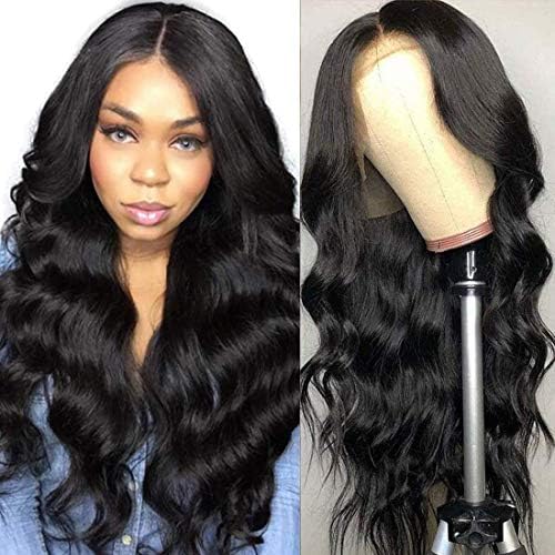 YIROO Brazilian Body Wave 13x4" Lace Front Human Hair Wigs for Black Women 180% Density Remy Hair Long Lace Frontal Wigs with baby Hair Pre Plucked (16 inch, Natural Color)