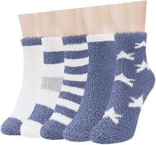 Niofind Fluffy Socks for Women and Girls Warm Cosy Slipper Socks with Grips, 3/5 Pairs Thick Soft Winter Fuzzy Bed Socks for Causal Home Sleeping