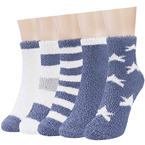 Niofind Chaussettes Chaudes Femme, 5 Paires Chaussettes Hiver Pilou Pilou avec Thermiques Douces Corail Polaire, Épaisses Peluche Moelleuses Chaussons Chaussettes d Intérieur Sol pour Dormir Cover