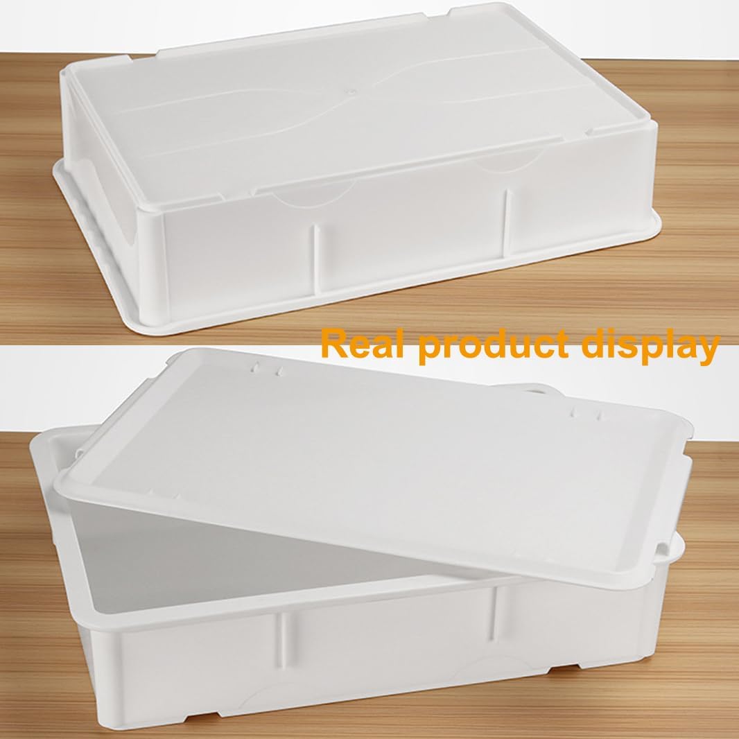 Pizza Dough Proofing Box,2 Pack Pizza Proofing Box Set with Cover and Lid,BPA Free Plastic Bread Box Vegetable Storage (44.5 cm* 32 * 8.5 cm) Bread Box and Pizza Tray
