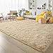 Keeko Fluffy Area Rugs for Living Room Bedroom, Soft Plush Bedside Rug Modern Indoor Large Rug Shag Fuzzy Nursery Carpet Non Slip Rugs for Kids Girls Baby Teen Dorm Room Home Decor Beige, 5.3x7.5