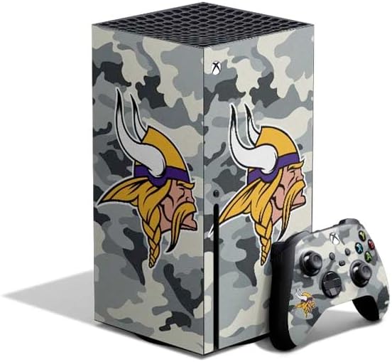 Skinit Decal Gaming Skin Compatible with Xbox Series X Bundle - Officially Licensed NFL Minnesota Vikings Black & White Design