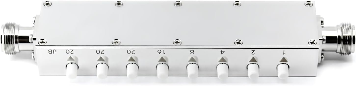 TOJOIN RF Step Attenuator Step-Adjustable Attenuator Push-Button Step Attenuator, N Type Attenuator 0-90dB, DC to 2.5GHz, 50 ohm RF Attenuator, N Type Female Attenuator 1PCS