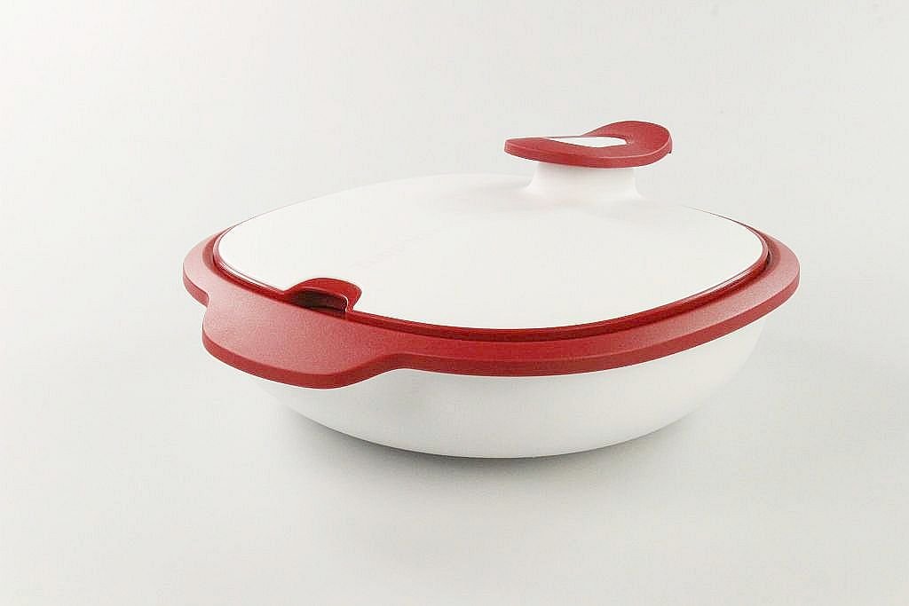 TUPPERWARE Thermo-Duo 1,3 L rot weiß Servieren Warmhalten Warmie Tups Iso-Duo 17011