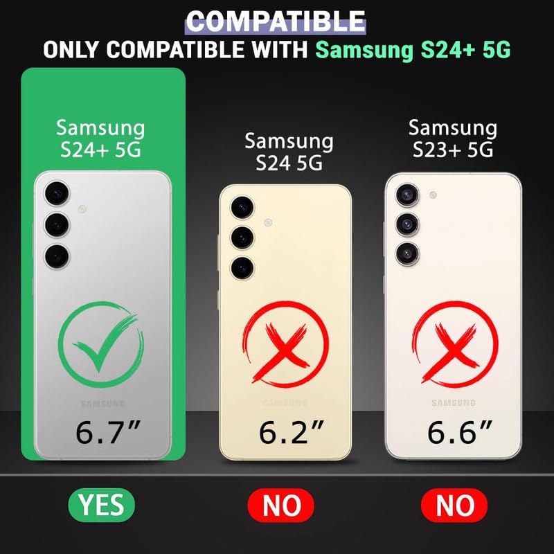 Image of Clear Case for Samsung Galaxy S24 Plus | Metal Lens Protector & 180 Rotating Bracket | Shockproof Transparent Hard Back Cover with Soft TPU Frame - Purple