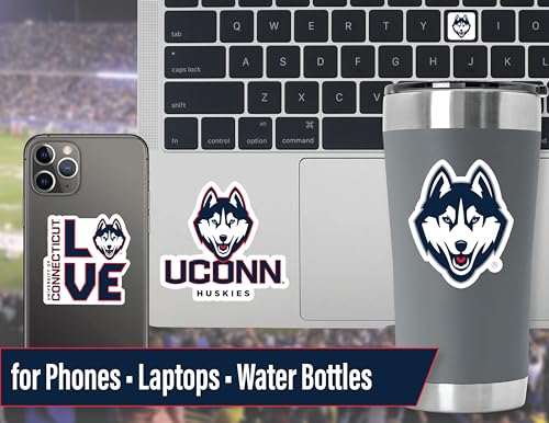 Image of UConn Stickers & Decals 14 Pc Set, Huskies Car Decal & Water Bottle
