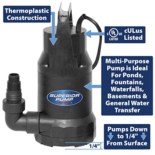 Image of Superior Pump 91359 1 /3 HP Utility Pump-Oil Free Design, Black