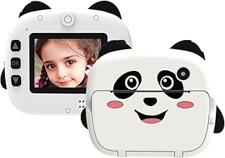 Pruie Câmera de impressão térmica instantânea infantil portátil Tela de 2,4 polegadas 1080P Câmera digital P Selfie 1080P F Vídeo Térmico Impressão sem tinta 3 rolos Papel de impressão branco Brinqued