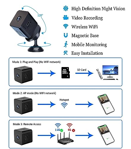 Mini Spy Camera Wireless Hidden, 1080p Full HD HD Mini WiFi Camera, Nanny Cam for Home Security Surveillance Cam, Hidden Secret Baby Monitor with Night Vision Motion Detection for Outdoor/Indoor - Image 4
