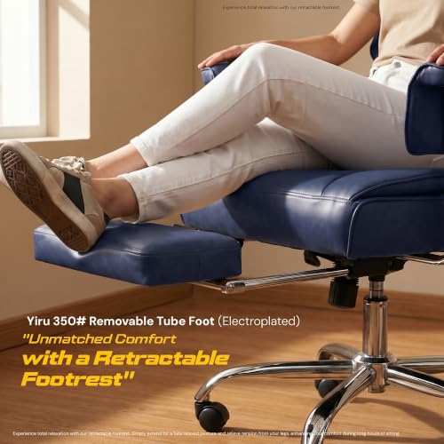 Image of DROGO Monarch-X Massage Office Chair with Vibration & Heat | Big and Tall Ergonomic Executive Computer Chair with PU Leather & 150Reclining | Gaming Chair with Spacious Cushion Seat & Footrest (Blue)