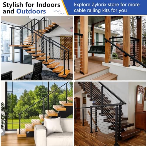 Image of Modular 1Pack 10FT Stainless Steel T304 Black Handrail for Cable Railing with Nylon End Cap Kits, 2.36 inch W x 1.18 inch H Cuttable Flat Handrail Rectangular Top Rail for Stair Railing Indoor Outdoor