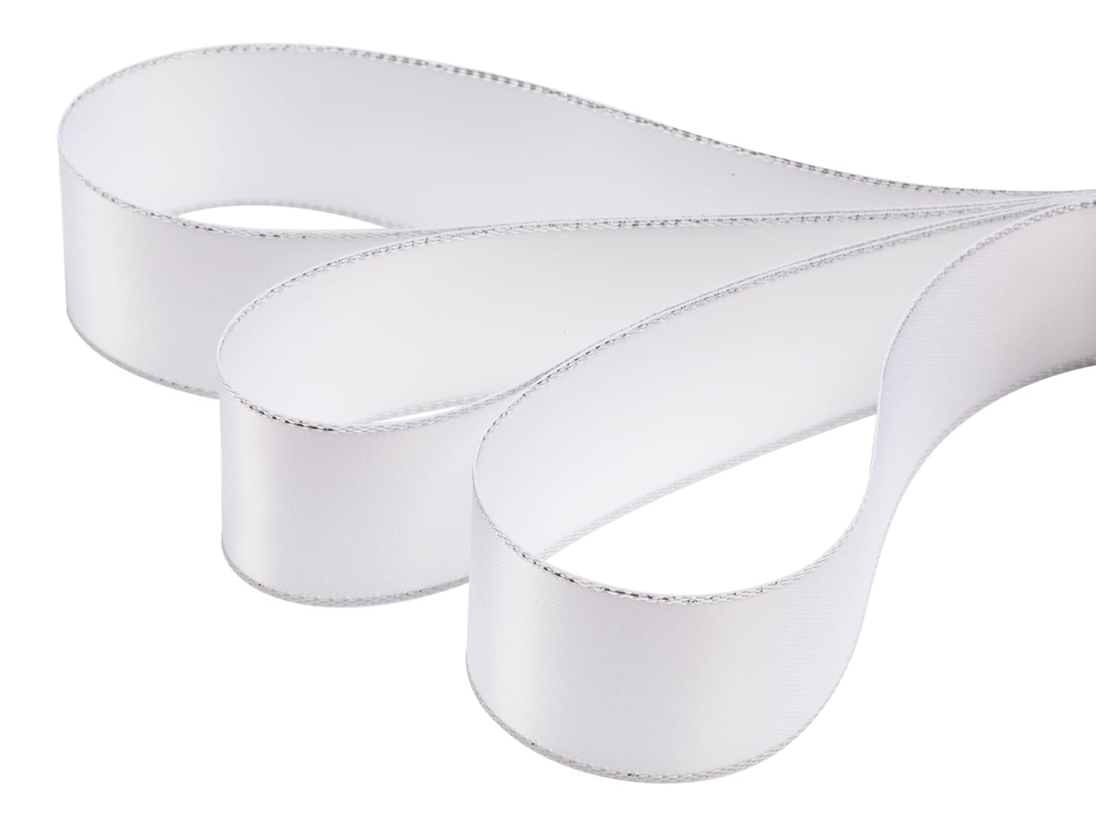 Nastro di Raso 50mm Bianco, 22 Metri Nastro Doppio Raso per Artigianato, Natale, Decorazioni, Confezioni Regalo, Feste di Compleanno, Matrimoni, Bomboniere