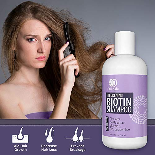 Thickening Biotin Shampoo For Hair Growth - Sulfate And Paraben Free Shampoo - Aloe Vera, Color Safe, Anti Hair Loss Shampoo For Men And Women Prevents Breakage, Boosts Thicker Hair By Osensia #TOP4